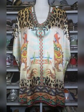 Western Scene Silky Poncho Top